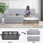 Easy-Going Stretch Oversized Loveseat Slipcover 1-Piece Sofa Cover Furniture Protector Couch Soft with Elastic Bottom for Kids Polyester Spandex Jacquard Fabric Small Checks Silver Gray