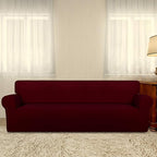 PureFit Super Stretch 4 Seater Sofa Slipcover – Spandex Non Slip Soft Couch Sofa Cover, Washable Furniture Protector with Non Skid Foam and Elastic Bottom for Kids, Pets （XX Large, Wine）