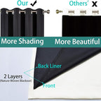 Yakamok 100% Blackout Curtains 96 Inches Long, 2 Thick Layers Heat and Full Light Blocking Soft Thermal Insulated Drapes for Bedroom(52" Wide Each Panel, Cream, 1 Panel)