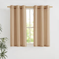 NICETOWN Camel Short Linen Curtains for Kitchen, Thick Flax Small Window Treatments Semi Sheer Privacy Assured with Light Through for Cafe/Bathroom, W42 x L48, 2 Panels