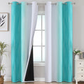 Teal and Grayish White Ombre Blackout Curtains for Living Room 84 Inch Long