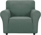 ZNSAYOTX Super Stretch Chair Slipcover Universal Sofa Chair Covers for Living Room Dogs Pet Furniture Protector Spandex Armchair Slipcovers with Anti Slip Foam Sticks (Pea Green, Chair)