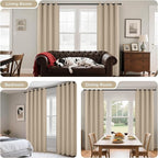 Joydeco Blackout Curtains 72 Inch Length 2 Panels Set, Thermal Insulated Long Curtains& Drapes 2 Burg, Room Darkening Grommet Drapes for Living Room Bedroom Window (W52 x L72 Inch, Light Beige)