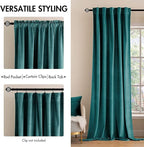 MIULEE Teal Velvet Curtains 90 inches 2 Panels - Luxury Blackout Curtains for Bedroom Living Room Thermal Insulated Super Soft Window Drapes Rod Pocket & Back Tab, W 52 x L 90 inch