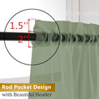 Aiyufeng Long Sheer Bedroom Curtains 2 Panel Sets 108" Inch Length - Transparent Light Weight Soft Sage Window Treatment Panels for Study Room/Living Room/Guest Room, W40 X L108 inches