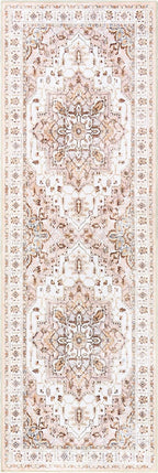 Madane Runner Rug 2'6''x8' Kitchen Runner, Hallway Runner Printed Vintage Washable Rugs Soft Non-Slip Low Pile Runners for Hallways Laundry Room Rug Distressed Rug, Pink