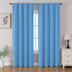 CUCRAF Light Blue Blackout Curtains 96 inch Length 2 Panels Set, Rod Pocket Room Darkening Drapes for Bedroom Living Room, Insulated Thermal Light Blocking Window Curtain (W52 x L96 Inch)