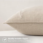 MIULEE Decorative Linen Pillow Covers 16x16 Inch Natural Beige