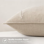 MIULEE Decorative Linen Pillow Covers 20x20 Inch Natural Beige