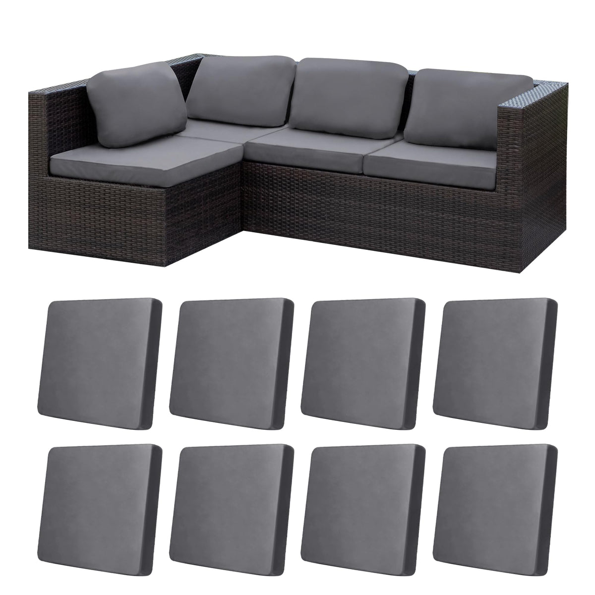 12 Pcs Outdoor Cushion Covers, Patio Sofa Cushion Covers Replacement