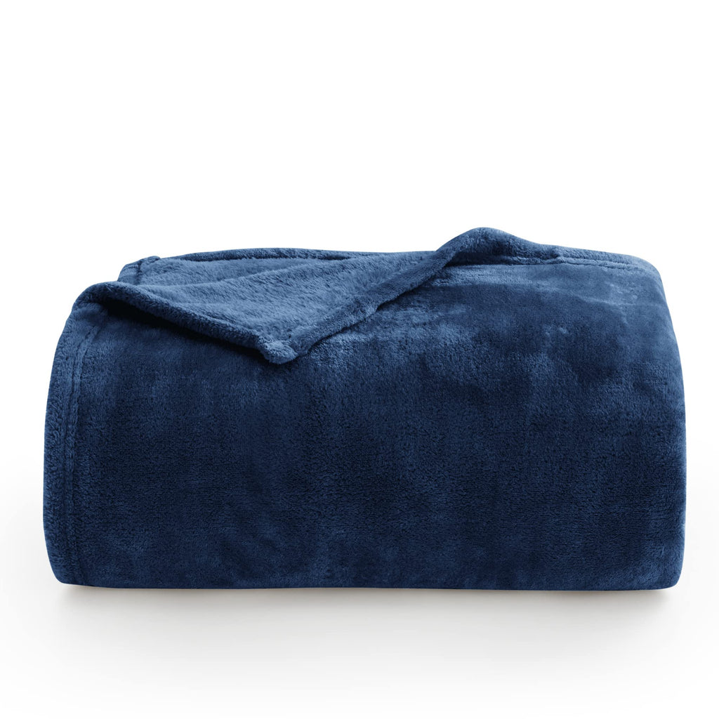BEDELITE Fleece Blanket Soft Plush King Size Bed Blanket Navy 108"x90"