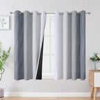 Estelar Textiler Grayish White and Grey Blackout Curtains for Living Room, Ombre Thermal Insulated Noise Reducing Blackout Drapes for Bedroom, Full Room Darkening Grommet Curtains, 52Wx45L, 2 Panels