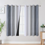 Grey and Greyish White Ombre Blackout Curtains for Bedroom 45 Inch Long