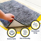 Muddy Mat® | Super Absorbent Door Mat Indoor, Microfiber Quick Dry Chenille Entryway Rug, Non-Slip Front Door Mat, Indoor Mats for Entryway, Machine Washable Pet Rug, Baby Blue 16"x24"