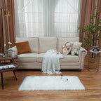 EasyJoy Ultra Soft Fluffy Shaggy Area Rug Faux Fur Rug Chair Cover Seat Pad Fuzzy Area Rug for Bedroom Floor Sofa Living Room (2 x 4 ft Rectangle, White)