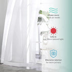 OVZME White Sheer Curtains 90 Inches Long 2 Panels - Soft Light Filtering Window Sheer Panels for Living Room/Bedroom, Top Dual Rod Pocket, 1 Pair, Each 42Wx90L Inches