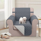 U-NICE HOME Reversible Oversized Chair Covers Quilted Water Repellent Pet Protectors with Elastic Straps(28''Armchair, Dark Blue/Light Grey)