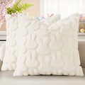 decorUhome Cream White Faux Fur Bunny Throw Pillow Covers 16x16 Set of 2