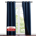 NICETOWN Complete 100% Blackout Curtain Set, Thermal Insulated & Energy Efficiency Window Draperies for Guest Room, Full Shading Panels for Shift Worker and Light Sleepers, Navy Blue, 37W x 84L, 2 Pcs