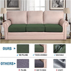 H.VERSAILTEX Super Stretch Couch Cushion Covers Sofa Cushion Slipcovers Jacquard Fabric Individual Seat Couch Slipcover Sets for Pets with Elastic Bottom(3 Packs Cushion Sofa Covers, Bronze Green)