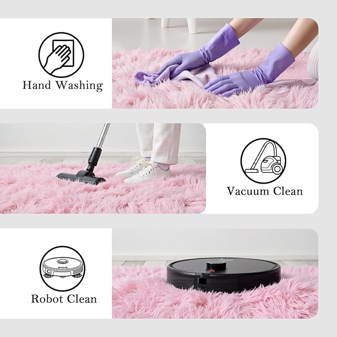 Area Rugs 10x14 Living Room, Shaggy Carpet Soft Plush Furry Bedside Rug Large Area Rugs for Bedroom Kids Girls Boys Home Decor Anti Slip(10 x 14, Pink)