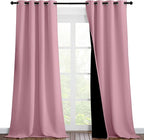 NICETOWN 100% Blackout Blinds, Set of 2, 46 inches x 96 inches, Laundry Room Decor Window Treatment Curtains for Large Patio Sliding Door, Thermal Insulated Crystal Pink Curtains for Bedroom