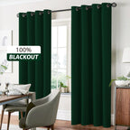 Yakamok Dark Green Linen Textured Curtains 96 Inches Long for Living Room