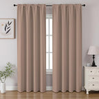 CUCRAF Khaki Blackout Curtains 108 inch Length 2 Panels Set, Rod Pocket Room Darkening Drapes for Bedroom Living Room, Insulated Thermal Light Blocking Window Curtain (W52 x L108 Inch)