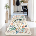 Washable 3x6 Hallway Runner Rug: Floral Scalloped Soft Runners for Entryway Kitchen Nursery Non Slip Bathroom Laundry Floor Mat Water Resistant Light Weight Carpet for Living Room Bedroom (3x6,Cream)