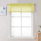 Chyhomenyc Sheer Valances for Windows, Light Filtering Small Window Curtains for Living Room Bathroom Cafe Laundry Basement, Modern Top Dual Rod Pocket Voile Curtain, 42Wx14L inches, Lemon, 2 Pieces