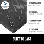GORILLA GRIP 100% Waterproof All-Season WeatherMAX Doormat 35x23, US Designed Natural Rubber, Stain and Fade Resistant, Low Profile Indoor Outdoor Door Mats, Easy Clean Patio Mat, Graphite Skiing
