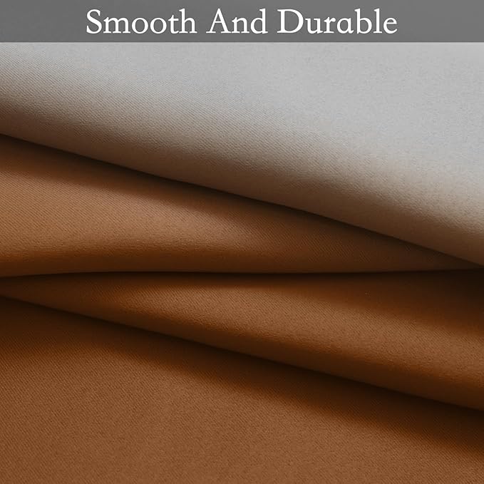 SimpleHome Ombre Room Darkening Curtains for Living Room, Light Blocking Burnt Orange to Grey White Thick Thermal Insulated Grommet Window Curtains Drapes for Bedroom, 2 Panels, 52x84 inches Length