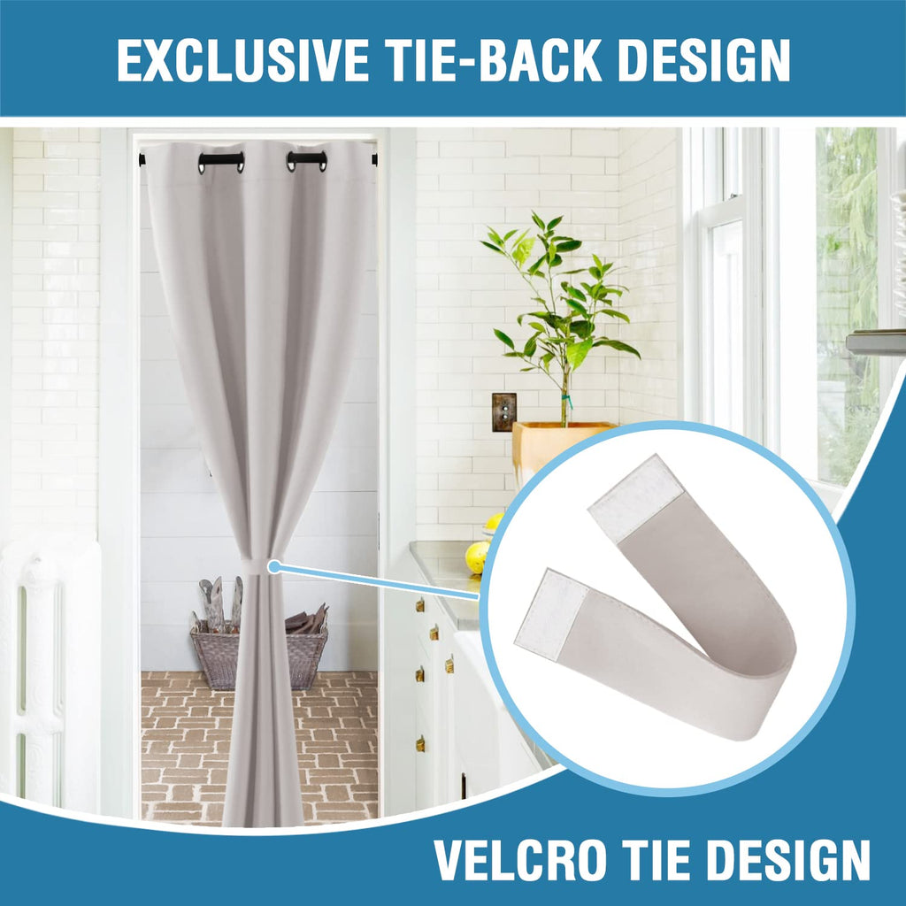 H.VERSAILTEX Doorway Curtain Blackout Closet Door Curtain Room Divider Window Treatment Curtain for Bedroom Thermal Insulated Privacy Drape Soundproof Grommet, 42 x 80 inches, 1 Panel, Stone