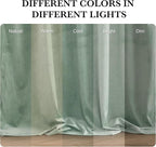 RYB HOME Mint Green Velvet Curtains 96 inches Long, Room Darkening, Floor-Length, Coastal Style Velvet Drapes with Hook Belt for Nursery Living Room Office, 52" W x L96 L, Auqa