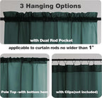 Chyhomenyc Sheer Hunter Green Kitchen Tier Curtains 24 Inch Length Set, Small Window Curtains Treatment for Bathroom/Living Room/Cafe/Basement, Short Voile Curtain Tiers 42in x 24in, Rod Pocket, 2 PCS