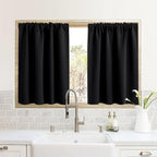 RYB HOME RV Curtains for Camper Windows, Mini Small Thermal Insulated Sunlight Heat Blocking Blackout Privacy Portable Curtains for Travel Trailer, Width 34 by Length 24, Black, 2 Panels
