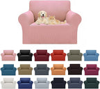 Cupuamon 2026 New Stretch Chair Sofa Slipcovers Couch Cover for 1 Seater Furniture Protector Sofa Covers with Elastic Bottom Jacquard Fabric Small Checks for Pets, Kids - Dusty Pink