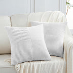 Fancy Homi 2 Packs Blush Pink Euro Decorative Throw Pillow Covers 26x26 Inch for Couch Bed Bedroom, Farmhouse Boho Home Decor, Soft Corss Corduroy Patchwork Textured Square Cushion Case 66x66 cm