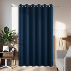 Joydeco Blackout Patio Sliding Door Curtains 90 Inches Long, Grommet Privacy Room Divider Curtains, Extra Wide Thermal Blackout Drapes for Bedroom Living Room (Navy Blue, 80Wx90L, 1 Panel)