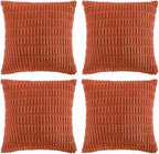 Fancy Homi 4 Packs Boho Burnt Orange Fall Decorative Throw Pillow Covers 16x16 Inch for Couch Bed Sofa, Rustic Modern Farmhouse Home Decor, Soft Plush Corduroy Cute Square Cushion Case 40x40 cm