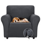 ZNSAYOTX Super Stretch Chair Slipcover Universal Sofa Chair Covers for Living Room Dogs Pet Furniture Protector Spandex Armchair Slipcovers with Anti Slip Foam Sticks (Dark Grey, Chair)