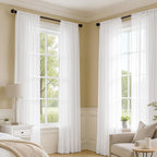 MIULEE White Sheer Curtains 90 Inches Long 4 Panels 42 x 90 Inches