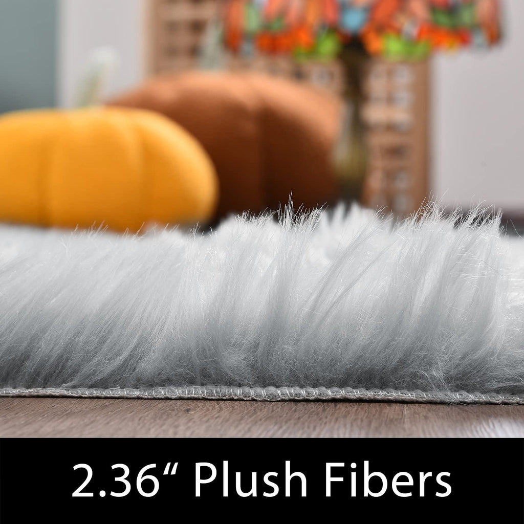 Latepis Gray Rugs for Living Room 5x6.7 Fluffy Shag Rug Washable Faux Fur Fuzzy Shaggy Rug for Bedroom Dorm Throw Rugs Home Decor Rectangle
