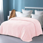 Exclusivo Mezcla Fleece King Size Blanket for Bed, 90x104 Inches Soft Cozy Jacquard Flannel Blankets, Lightweight Fuzzy Plush Warm for Women, Light Pink