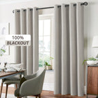 Yakamok Oatmeal Linen Textured Curtains 90 Inches Long for Living Room
