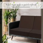 Newwiee Set of 4 Stretch Patio Cushion Covers Sofa Couch Seat Chair Slipcovers Cushion Cover Replacement Furniture Protector for Pets Washable(Dark Coffee,Seat Cover,Solid)