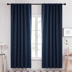 Deconovo Solid Back Tab Curtains Blackout Curtains Thermal Insulated Drapes and Curtains Room Darkening Curtains for Bedroom 52Wx95L Inch Navy Blue 1 Set