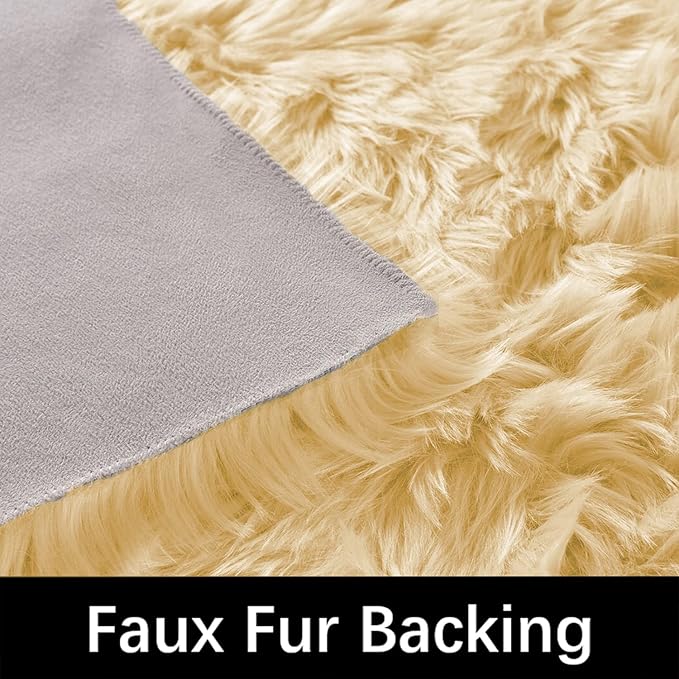 Latepis Yellow Area 5x8 Rugs Fluffy Faux Fur Washable Rug for Living Room Fuzzy Plush Rugs Luxury Home Décor, Rectangle