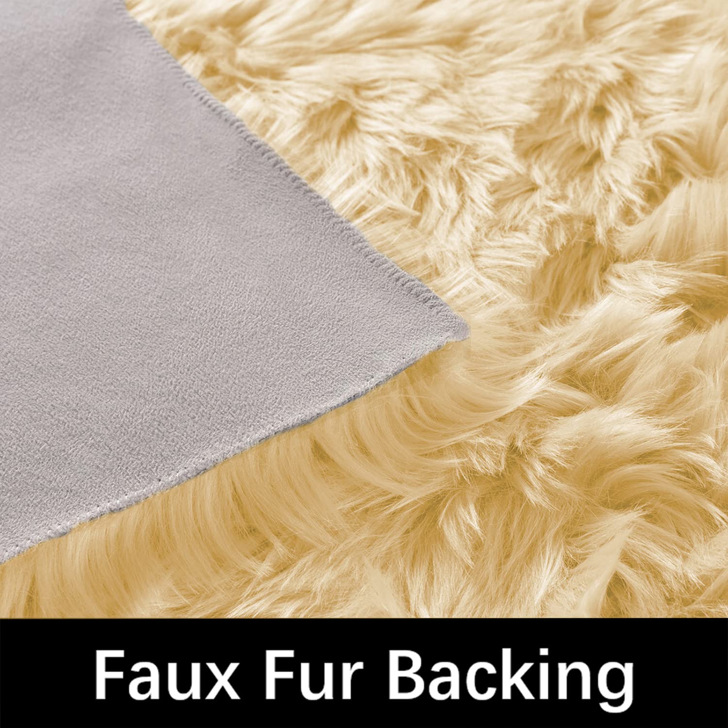 Latepis 8x10 Yellow Area Rug for Living Room Faux Sheepskin Fur Rugs for Bedroom Bedside Plush Fuzzy Soft Furry Rug Luxury Home Decor