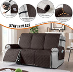 VANSOFY Waterproof Recliner Couch Covers, Sofa Covers 1-Piece Washable Reclining Sofa Cover Non-Slip Furniture Protector with Elastic Straps Pocket for Dogs, Pets(Chocolate,3 Seater)